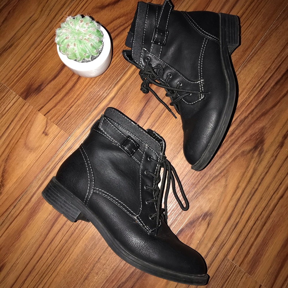 Black combat boots